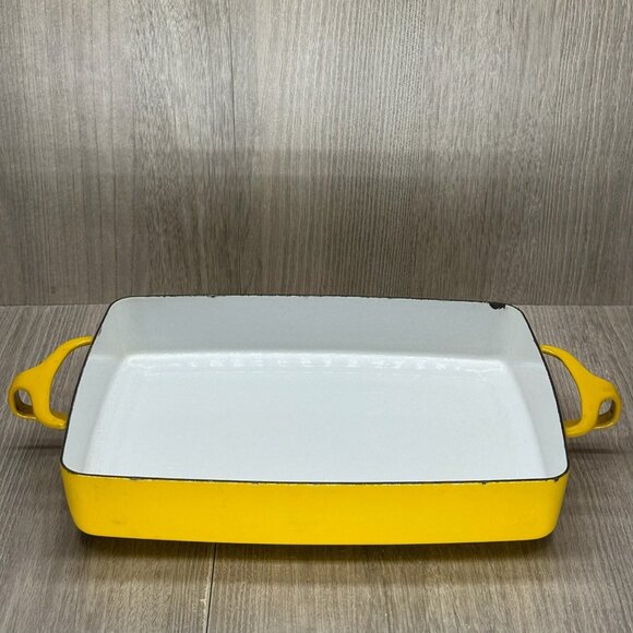 Vintage Dansk Kobenstyle Baking Pan Enameled Cast Non Stick Rectangular Yellow - Picture 1 of 11